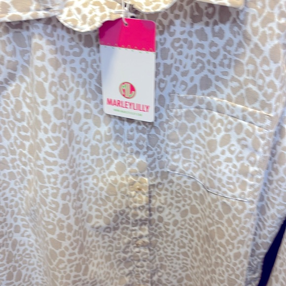 Marleylilly Leopard Print Button Down Shirt Tunic Top Women’s Size Large NWT - Picture 3 of 8